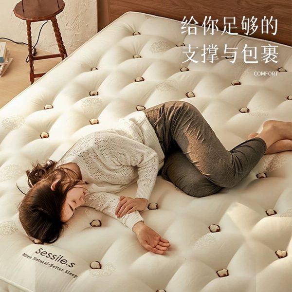 sessilesleep定制纯手工拉扣马尾毛羊绒乳胶席梦思弹簧床垫适中款 - 图片 2