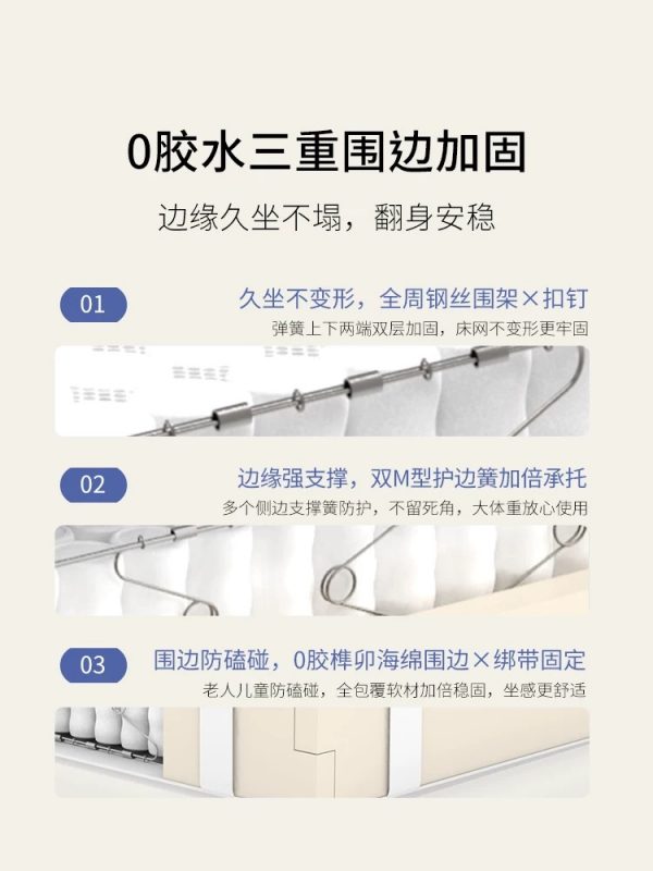 栖作麦浪床垫乳胶卧室家用独立袋弹簧双人床垫席梦思厚海绵可定制 - 图片 3