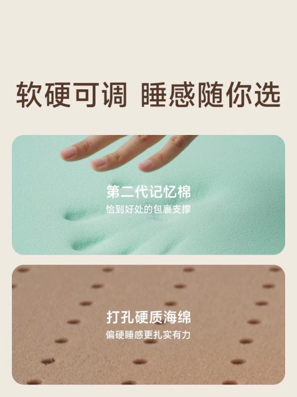 空气啵啵全能可调款半日闲席梦思记忆棉独立弹簧床垫 - 图片 4