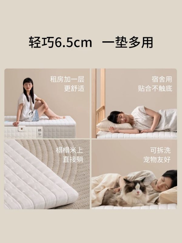 栖作满分薄垫记忆棉学生宿舍床垫租房单人床褥垫海绵榻榻米硬垫 - 图片 4