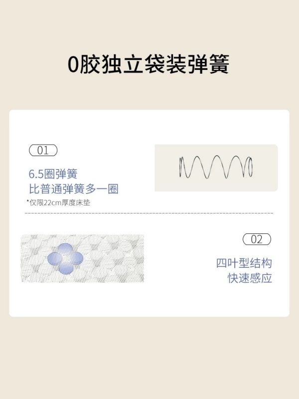 【喜饼】栖作床垫0胶可拆卸独立弹簧床垫偏硬卧室双人护脊席梦思 - 图片 5