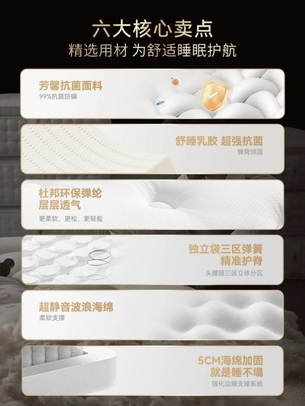 金可儿乳胶床垫弹簧床垫子酒店家用卧室厚软垫繁星A+ - 图片 5