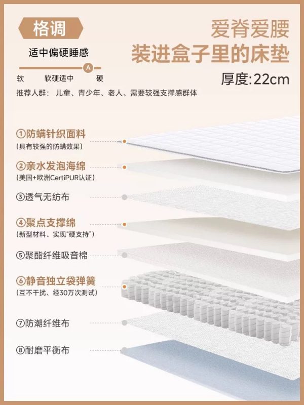 『宜奥▪睡精灵』真空压缩卷包席梦思防螨乳胶独立袋装弹簧床垫 - 图片 7