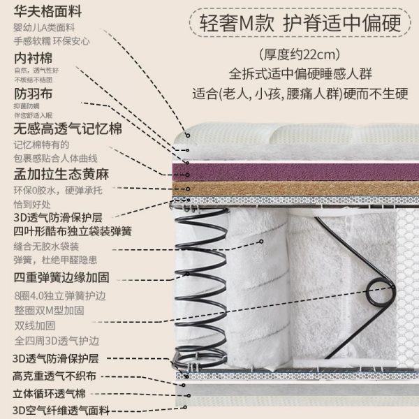 艾比利潘多拉床垫可拆卸0胶水家用调节软硬适中护脊席梦思分体式 - 图片 7
