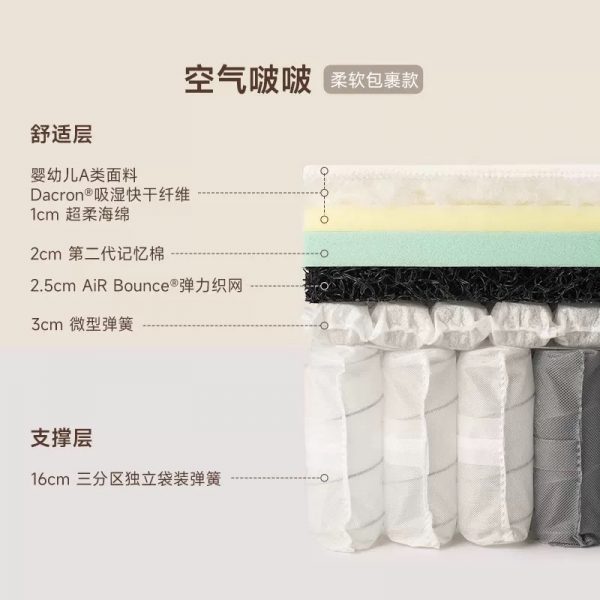 半日闲空气啵啵护脊弹簧床垫记忆棉席梦思软床垫 - 图片 8