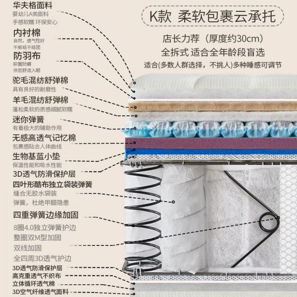 艾比利潘多拉床垫可拆卸0胶水家用调节软硬适中护脊席梦思分体式 - 图片 11