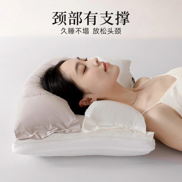 FlixSleeps全棉护颈枕睡眠美颜枕双层可拆枕芯不压脸枕头单人家用 - 图片 2