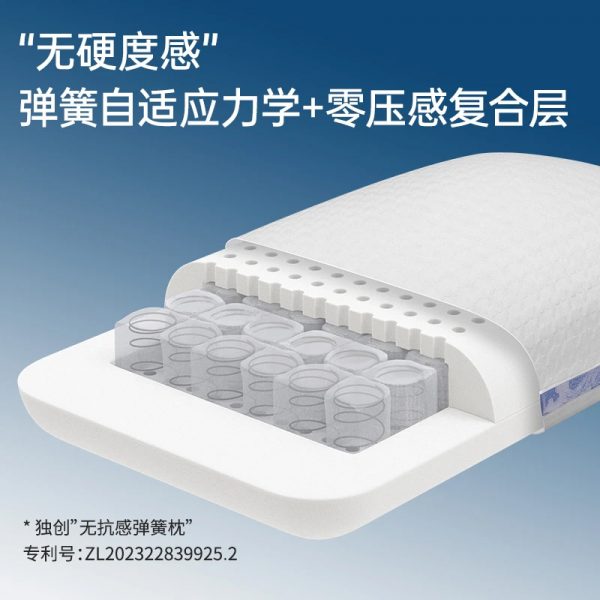 蓝与白无抗感弹簧枕 全新研发专利弹簧枕 颠覆传统枕头硬支撑 - 图片 3