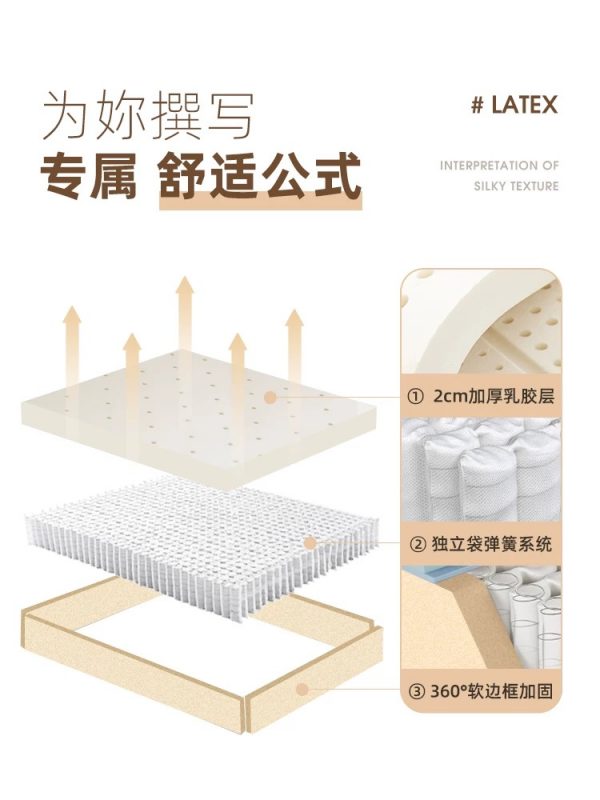 雅兰【大小姐】 皇家花园+ 睡美人 加厚乳胶床垫独立弹簧软硬垫家用席梦思 - 图片 5