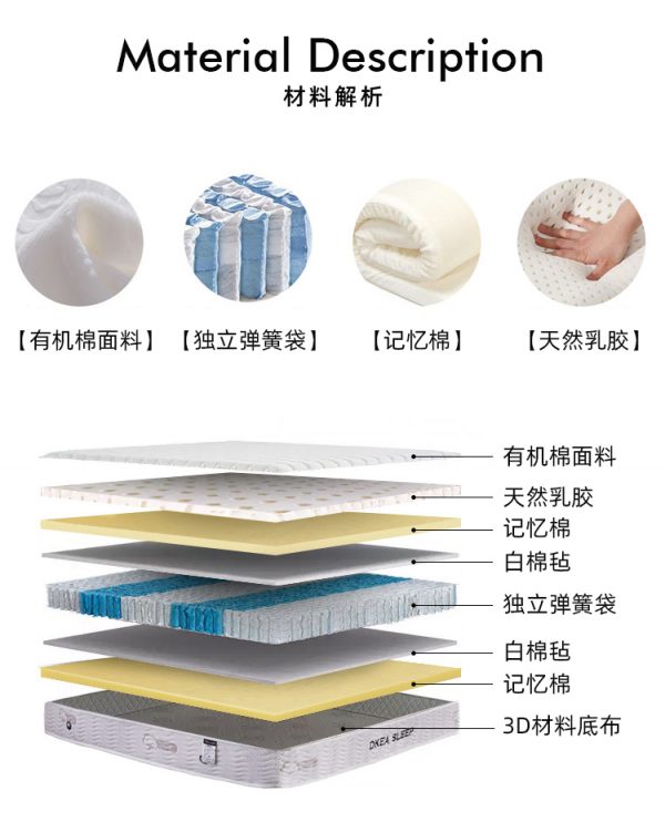 德家床垫 巴立Bali 席梦思弹簧床垫乳胶床垫慢回弹记忆棉床垫 - 图片 6